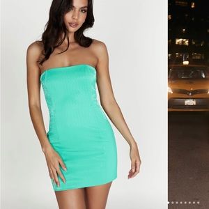 Crosshatch Faux Leather Mini Dress - Mint (Meshki)